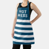 Funny Hot Mess Navy Blue Stripes Baking  Schort (Insitu)