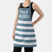 Funny Hot Mess Quote Blue White Striped Kitchen Schort (Insitu)