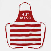 Funny Hot Mess Quote Red White Striped Kitchen Schort (Voorkant)