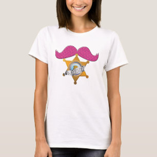 Funny Hot Pink Mustache Politie T-shirt