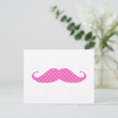 Funny Hot Pink Polka Dots Mustache Briefkaart (Staand voorkant)
