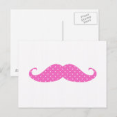 Funny Hot Pink Polka Dots Mustache Briefkaart (Voorkant / Achterkant)