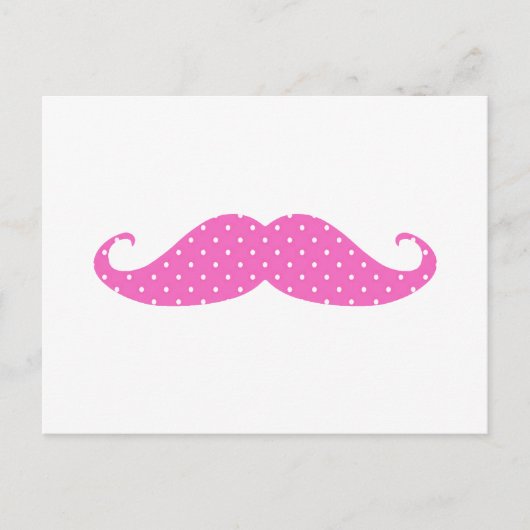 Funny Hot Pink Polka Dots Mustache Briefkaart (Voorkant)