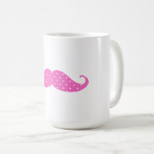 Funny Hot Pink Polka Dots Mustache Koffiemok (Voorkant rechts)