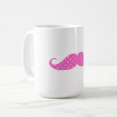 Funny Hot Pink Polka Dots Mustache Koffiemok (Voorkant links)