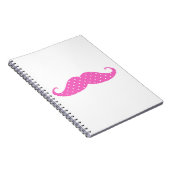 Funny Hot Pink Polka Dots Mustache Notitieboek (Rechterzijde)