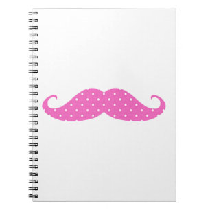 Funny Hot Pink Polka Dots Mustache Notitieboek