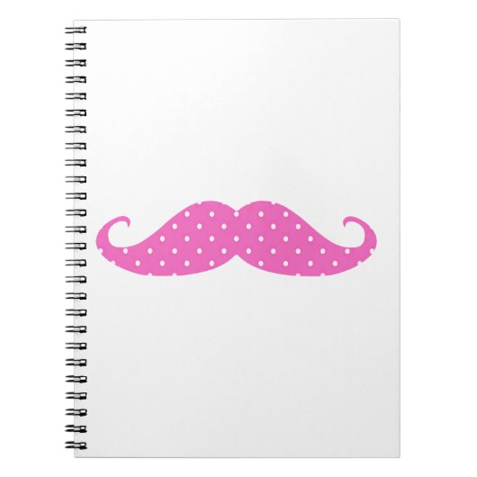 Funny Hot Pink Polka Dots Mustache Notitieboek (Voorkant)