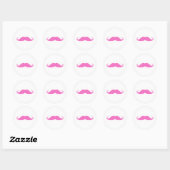 Funny Hot Pink Polka Dots Mustache Ronde Sticker (Vel)