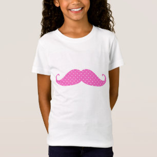 Funny Hot Pink Polka Dots Mustache T-shirt
