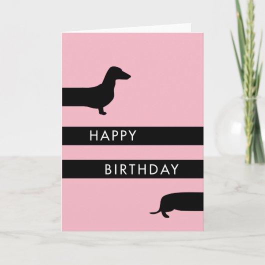 Funny hot roze Dachshund Happy Birthday Kaart (Voorkant)