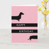 Funny hot roze Dachshund Happy Birthday Kaart (Gele Bloem)
