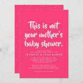 Funny hot-roze uitnodiging voor virtueel baby show (Voorkant / Achterkant)