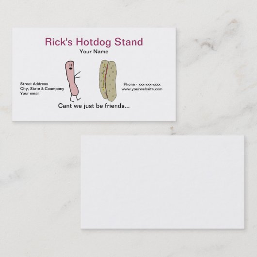 Funny Hotdog Visitekaartje (Voorkant / Achterkant)