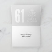 Funny hou kalm meme 61st Birthday wenskaart Kaart (Binnen)