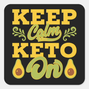 Funny  Houd Kalm en Keto op Funny Quote Vierkante Sticker
