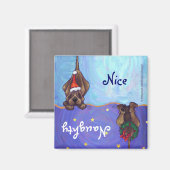 Funny Hound Dog Naughty Nice Holiday Magnet (Voorkant / Achterkant)