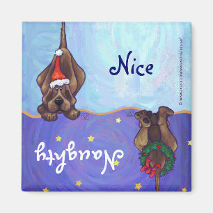 Funny Hound Dog Naughty Nice Holiday Magnet