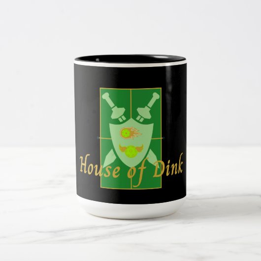 Funny House of Dink Pickleball Crest Tweekleurige Koffiemok (Center)