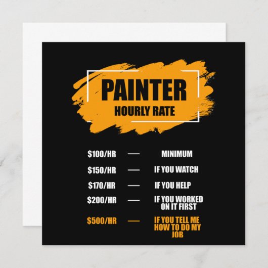 Funny House Painting Hourly Rate Kaart (Voorkant / Achterkant)