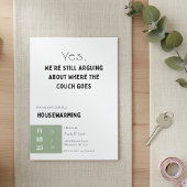 Funny Housewarming Invitation • Couch Quote Design Kaart