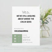 Funny Housewarming Invitation • Couch Quote Design Kaart (Staand voorkant)