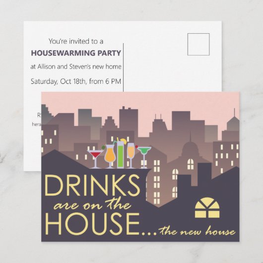 Funny Housewarming Party design Briefkaart (Voorkant / Achterkant)