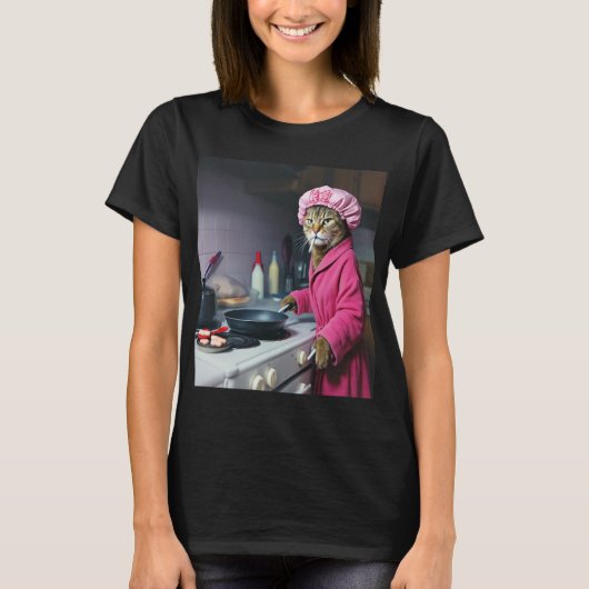 Funny Housewife Cat Meme Gen Z Brainrot T-Shirt (Voorkant)