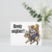 Funny Howdy buurvrouw Greeting Briefkaart (Staand voorkant)