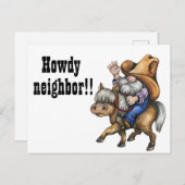 Funny Howdy buurvrouw Greeting Briefkaart (Voorkant / Achterkant)
