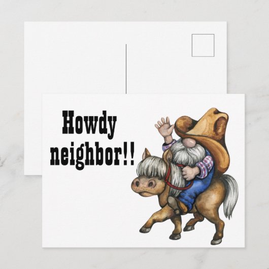 Funny Howdy buurvrouw Greeting Briefkaart (Voorkant / Achterkant)