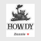 Funny Howdy Raccoon with Cowboy Hat and Boots Sticker (Vel)