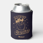 Funny Howdy Santa Cowboy Texas Kerstmis Blikjeskoeler (Blikje Voorkant)