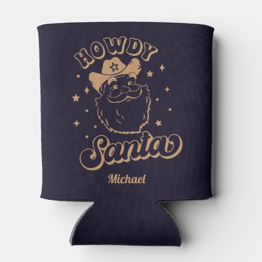 Funny Howdy Santa Cowboy Texas Kerstmis Blikjeskoeler (Achterkant)