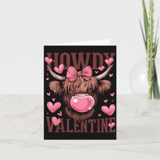 Funny Howdy Valentine Highland Cow Valentine’s Day Kaart (Voorkant)