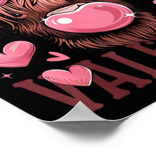 Funny Howdy Valentine Highland Cow Valentine’s Day Poster (Hoek)