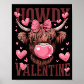 Funny Howdy Valentine Highland Cow Valentine’s Day Poster (Voorkant)