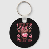 Funny Howdy Valentine Highland Cow Valentine’s Day Sleutelhanger (Voorkant)
