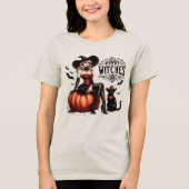  Funny Howdy Witches Western Halloween Tri-Blend Shirt (Voorkant)