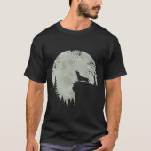 Funny Howling Dachshund Full Moon Wiener Dog T-shirt (Voorkant)
