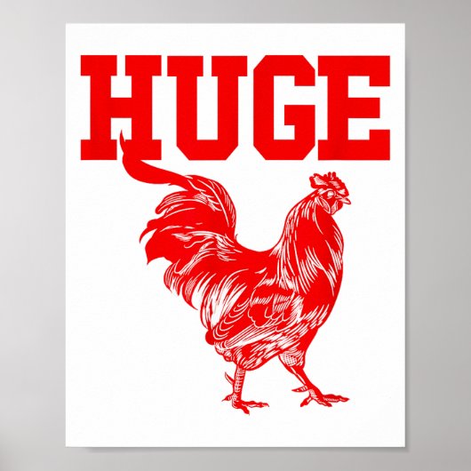 Funny Huge Mens Rooster Graphic Poster (Voorkant)