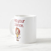 Funny Hula Hoop Cartoon "Hou je afstand" Koffiemok (Voorkant links)