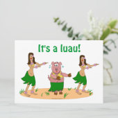 Funny Hula Pig Luau Hawaiian Party Kaart (Staand voorkant)