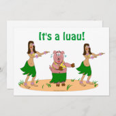 Funny Hula Pig Luau Hawaiian Party Kaart (Voorkant / Achterkant)