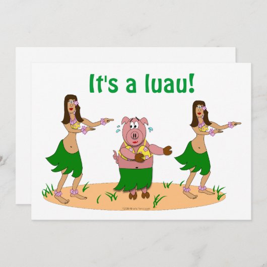 Funny Hula Pig Luau Hawaiian Party Kaart (Voorkant / Achterkant)