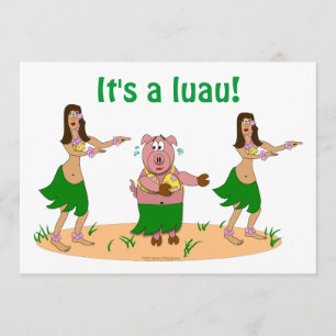 Funny Hula Pig Luau Hawaiian Party Kaart