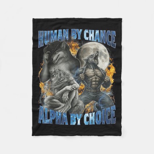 Funny Human By Chance Alpha By Choice Wolf Matchin Fleece Deken (Voorkant)
