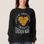 Funny Human Costume Chicken Nugget Trui<br><div class="desc">Dit ontwerp zegt: "Dit is mijn menselijke kostuum. Ik ben echt een kipnugget." Halloween Gifts voor kleine kinderen en voor volwassenen. Vergeet mama, papa, opa, oma, grote kinderen, nichtjes en neefjes niet. Dit coole grafische ontwerp maakt een geweldig geschenk voor bijvoorbeeld kerstmis, halloween, een verjaardag, een verjaardag, een verjaardag, of...</div>