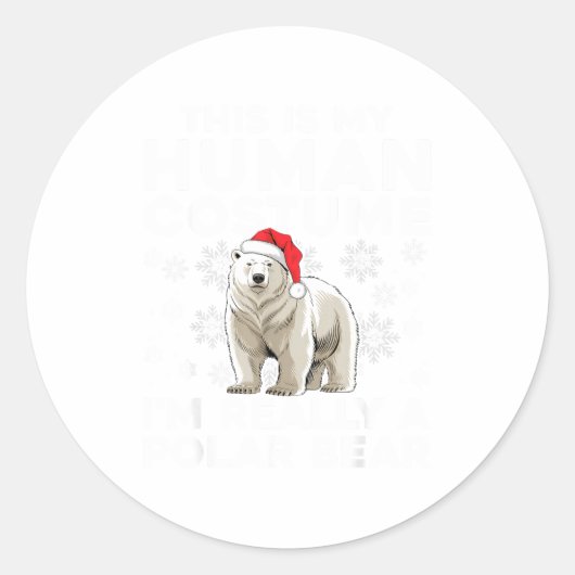 Funny Human Costume Lar Bear Christmas Lights Sant Ronde Sticker (Voorkant)