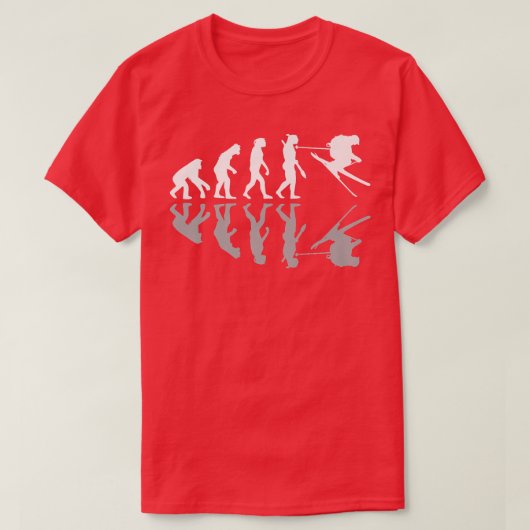 Funny Human Evolution Skiing Humor Ski Snowboard W T-shirt (Design voorkant)